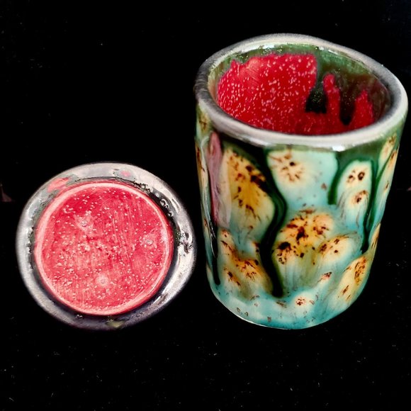 Handmade Small Ceramic Stash Jar, turquoise and brown tone glaze - Picture 8 of 10